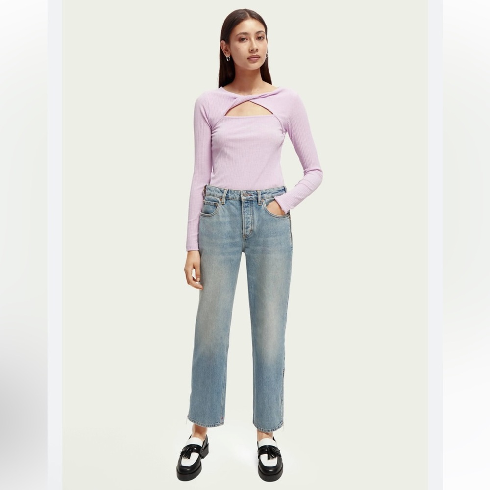 Scotch & Soda Twist Collar Slim Fit Top Orchid Purple Size Medium